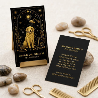 Tarot Black Gold Huisdierverzorger Bedrijfskaart Visitekaartje