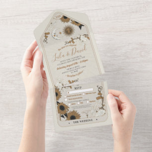 Tarot Bruiloft & RSVP Zon Maan Uitgelijnd Uitnodig All In One Uitnodiging