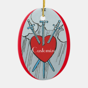 Tarot Card 3 Swords Thunder_Cove Keramisch Ornament