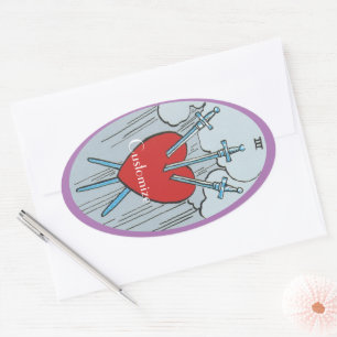 Tarot Card 3 Swords Thunder_Cove Ovale Sticker