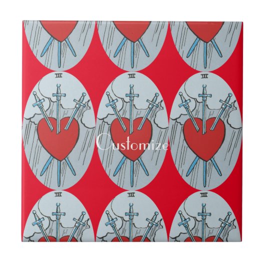 Tarot Card 3 Swords Thunder_Cove Tegeltje (Voorkant)