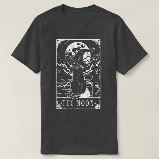 Tarot Card Crescent Moon And Black Cat Witch Hat H T-shirt (Design voorkant)