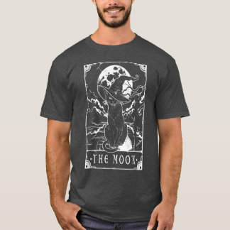Tarot Card Crescent Moon And Black Cat Witch Hat H T-shirt