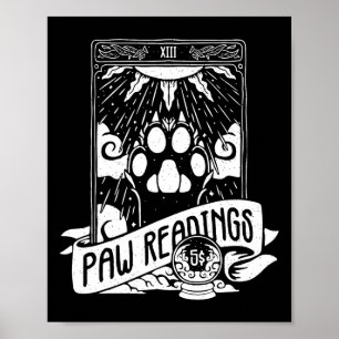 Tarot Card Crescent Moon and Cat Paw Reading Poster