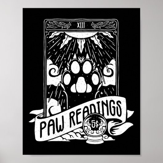 Tarot Card Crescent Moon and Cat Paw Reading Poster (Voorkant)
