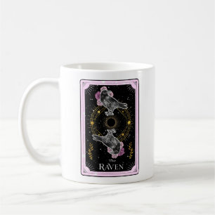 Tarot Card Raven Celestial Moon Pink Black Koffiemok