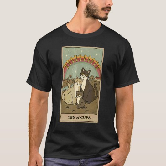 Tarot Card Ten Of Cups And Family Cat Graphic Cat T-shirt (Voorkant)