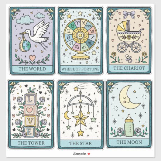 Tarot Cards Baby Shower Stickers (Feuille)