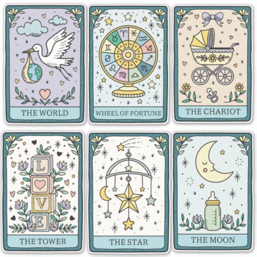 Tarot Cards Baby Shower Stickers (Voorkant)