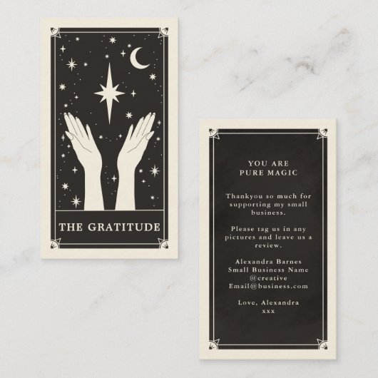 Tarot céleste Gratitude merci Carte de visite (Devant / Derrière)