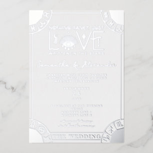 Tarot Celestial Huwelijk Zodiac Signs Evil Eye Maa Folie Uitnodiging