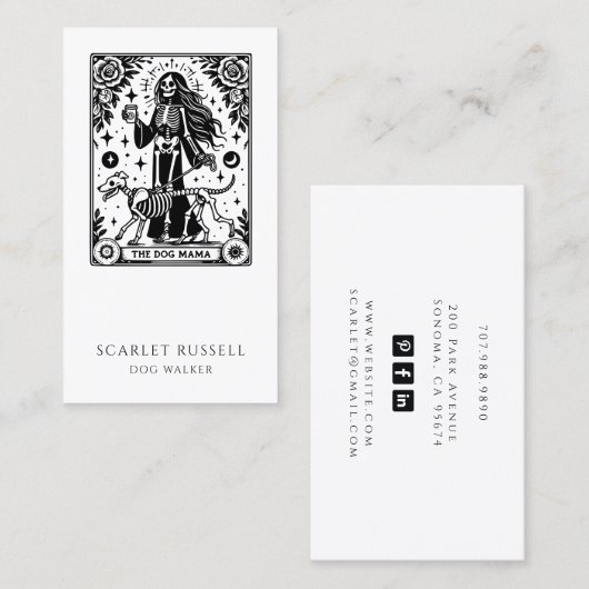 Tarot Chien Walker Animaux Carte de visite (Devant / Derrière)