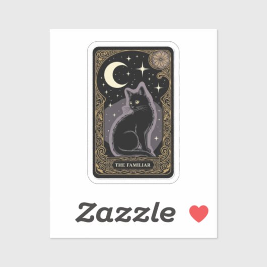 Tarot de chat noir - Sticker mystique "familier" (Feuille)