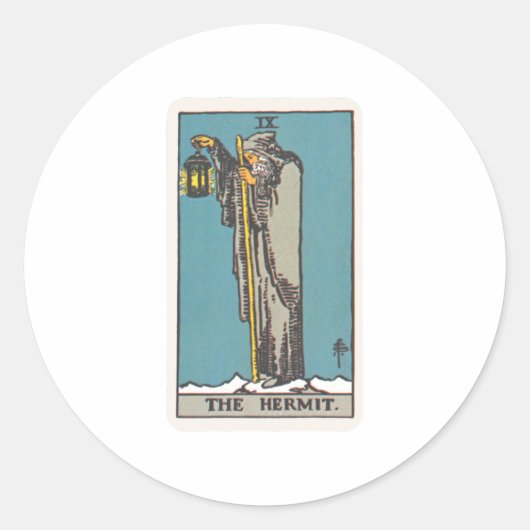 Tarot Der Eremit The Hermit Ronde Sticker (Voorkant)