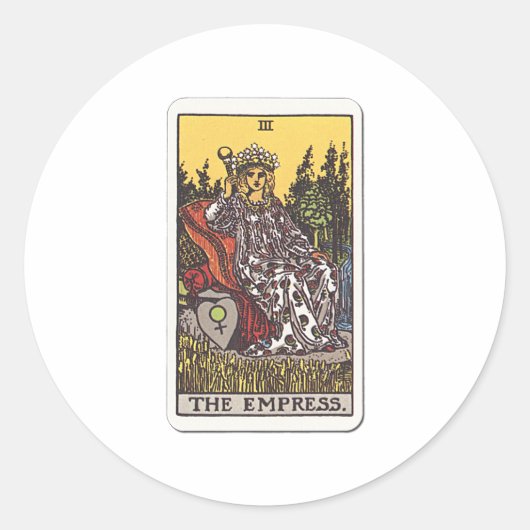Tarot Die Herrscherin The Empress Ronde Sticker (Voorkant)