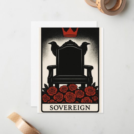 Tarot Domme - Soevereine Kaart Notitiekaartje (Voorkant / Achterkant in situ)