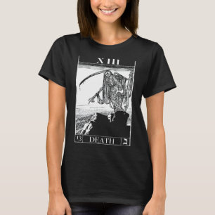 Tarot Dood Kaart Skelet Schedel Horror Botten Goth T-shirt