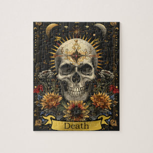 Tarot Doodkaart Gothische Hekserige Schedel & Bloe Legpuzzel