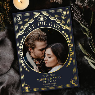 Tarot doré gothique Faire-part de mariage photo