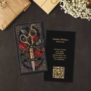 Tarot Goth Vintage Kapsalon Gouden Schaar Visitekaartje