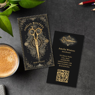 Tarot Goth Vintage Kapsalon Gouden Schaar Visitekaartje