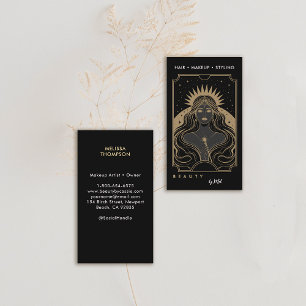Tarot Hemels Mystiek Modern Elegant Zwart Goud Visitekaartje
