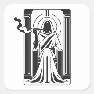 Tarot Hoge Priesteres Onkruid Roken Occultisme Vierkante Sticker