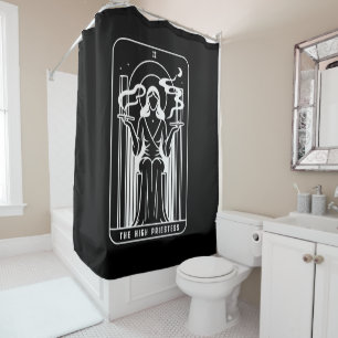 Tarot Hoge Priesteres Vrouw Rookt Wiet Occultisme Douchegordijn