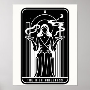 Tarot Hoge Priesteres Vrouw Wiet Roken Occult Poster