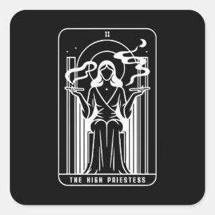 Tarot Hoge Priesteres Vrouw Wiet Roken Occult Vierkante Sticker