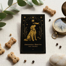 Tarot Hondentrainer Zwart Goud Boho Visitekaartje