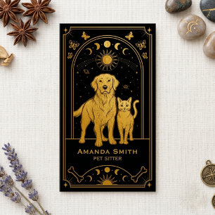 Tarot Huisdier Oppasser Zwart Goud Mystieke Visite Visitekaartje