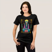 Tarot illustratie, de Hogepriesteres Tri-Blend Shirt (Voorkant volledig)