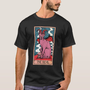 Tarot Kaart De Duivel en Sphynx Kat Occult Graphi T-shirt