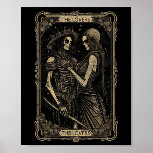 Tarot Kaart De Geliefden Skelet Gothic Schedel Hal Poster