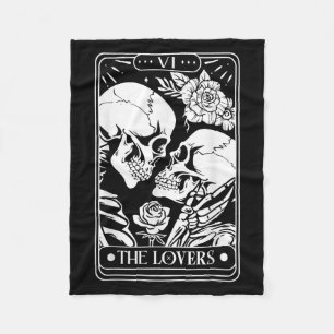 Tarot Kaart De geliefden  Skeleton Gothic Hallow Fleece Deken