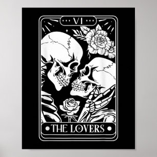 Tarot Kaart De geliefden Skeleton Gothic Hallow Poster