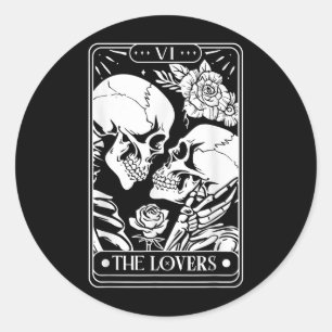 Tarot Kaart De geliefden Skeleton Gothic Hallow Ronde Sticker