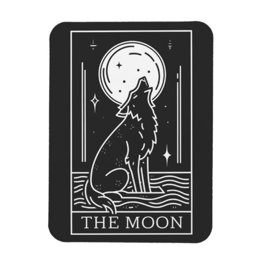 Tarot Kaart De Maan Wolf Howling Magneet (Verticaal)