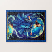 Tarot Kaart, de wereld, in Deep Blue Legpuzzel (Horizontaal)