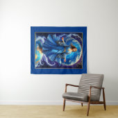 Tarot Kaart, de wereld, in Deep Blue Wandkleed (In Situ (horizontaal))