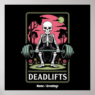 Tarot Kaart Deadlifts Funny Skeleton Workout Desig Poster