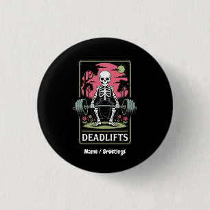 Tarot Kaart Deadlifts Funny Skeleton Workout Desig Ronde Button 3,2 Cm
