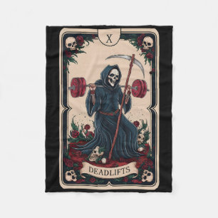 Tarot Kaart Grim Reaper Deadlifts Workout Gym Occu Fleece Deken
