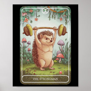 Tarot Kaart Hedgehog Strongman Lifting Workout Gym Poster