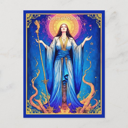 Tarot Kaart Illustratie, Koningin van toverstokken (Voorkant)
