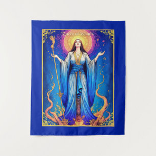 Tarot Kaart Illustratie, Koningin van toverstokken Wandkleed