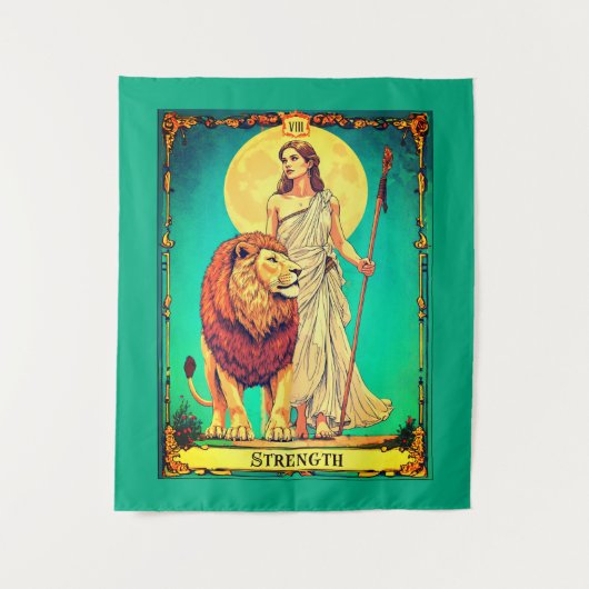 Tarot Kaart Illustratie, Sterkte Wandkleed (Voorkant)