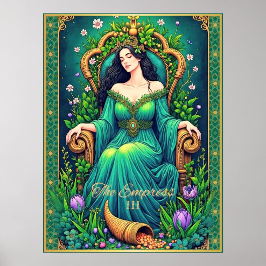 Tarot Kaart Illustration, De Keizerin Poster (Voorkant)