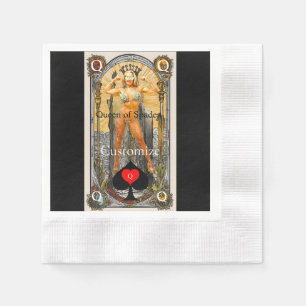 Tarot Kaart Koningin van Schoppen Thunder_Cove Servet